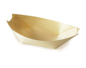 Fingerfood-Schale aus Holz schiffchenförmig 9 x 6 cm, 100 Stk.