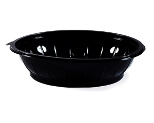 Salatschalen rund Ø 23 x 5,1 cm schwarz 1000 ml (PET), 50 Stk.