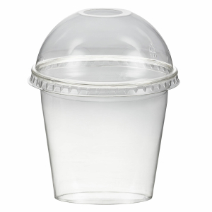 Smoothiebecher + Domdeckel mit Öffnung 250 ml, Ø 95mm, PET, glasklar, 50 Stk.
