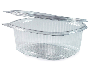 Feinkostbecher oval klar mit Deckel 500 ml (PET), 50 Stk.