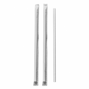 Papiertrinkhalme FSC® Longdrink weiss Ø 8mm 195 mm einzeln verpackt, 100 Stk.