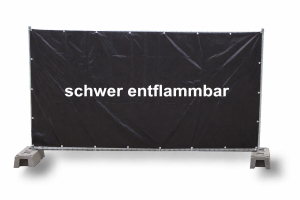 Bauzaunplane B1 schwer entflammbar 1,76 x 3,41 m schwarz