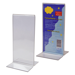 Tischaufsteller 'T-Ständer' aus Acrylglas, 7x15cm, 1 Stk.