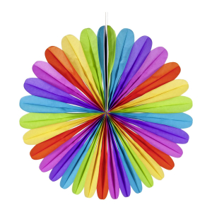 Rosette 'Farbenspiel' aus Papier, schwer entflammbar, Ø70cm, 1 Stk.