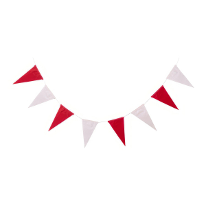 Wimpelkette Papier 3,6 m, rot/weiß, schwer entflammbar, Party- und Eventdeko