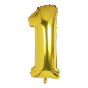 Folienballon Zahlenballon 'Zahl 1' gold ca. 105cm, 1 Stk.