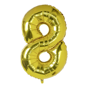 Folienballon Zahlenballon 'Zahl 8' gold ca. 112cm, 1 Stk.