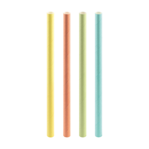Trinkhalme aus Papier für Bubble Tea, pastellbunt Ø12mm 21cm, 50 Stk.