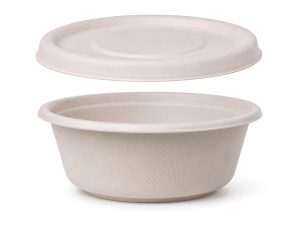 Dressingbecher Dipschale 30ml rund aus Bagasse (Zuckerrohrfasern) inkl Deckel, 150 Stk.