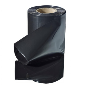 Schlauchfolie 150mm breit, 100my, opak - blickdicht, schwarz, 250 lfm.