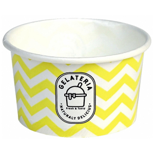 Eisbecher aus Pappe Papierbecher Zick Zack Motiv gelb 120 ml 4oz, 50 Stk.