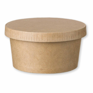 Eisbecher Feinkostbecher aus Kraftpapier FSC® rund 140ml braun mit Deckel, 50 Stk.
