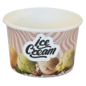 Eisbecher aus Pappe Papierbecher 140 ml bedruckt 'ICE CREAM' Ø70 mm, 50 Stück