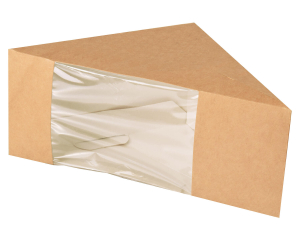 Sandwichboxen aus Pappe mit Sichtfenster aus PLA 123x123x82mm braun, 50 Stk.