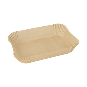 Backpapierzuschnitte für Heißluftfritteusen Mikrowelle Backofen 22 x 14 x 4,5cm braun, 100 Stk.