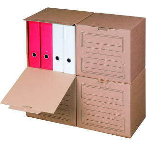 Archivboxen 334x297x330mm mit Frontklappe zur praktischen Befüllung in braun