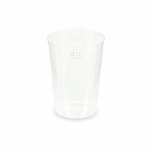 Mehrwegbecher Pfandbecher transparent PP Eichstrich 0,1 l Ø 5,5 cm, 40 Stk.