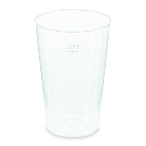 Mehrwegbecher Pfandbecher transparent PP Eichstrich 0,5 l Ø 9,1 cm, 30 Stk.