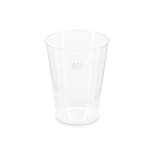 Mehrwegbecher Pfandbecher transparent stabil+ PP 0,2L Eichstrich Ø 76mm, 25 Stk.