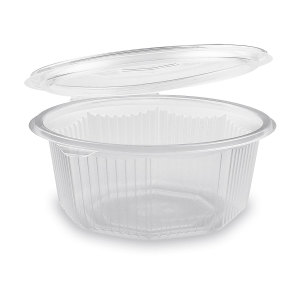 Achteckbecher klar mit angehängtem Deckel 750 ml (PP), 10 Stk.