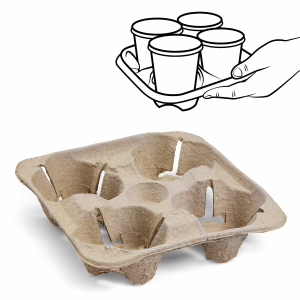 Getränkehalter Tragetablett Becherhalter 4 Becher Coffee to Go 21x21cm, 30 Stk.