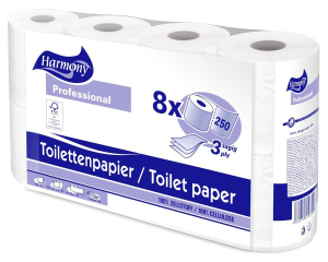 Toilettenpapier 3-lagig Harmony Professional 250 Blatt FSC®-zertifiziert, 8 Rollen